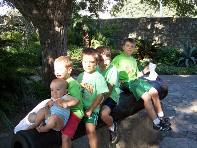 The boys on an actual Alamo cannon