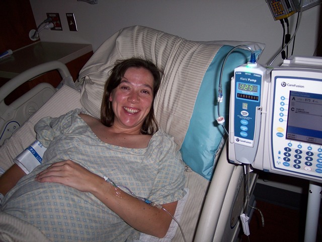 Heather, hanging out in the delivery room